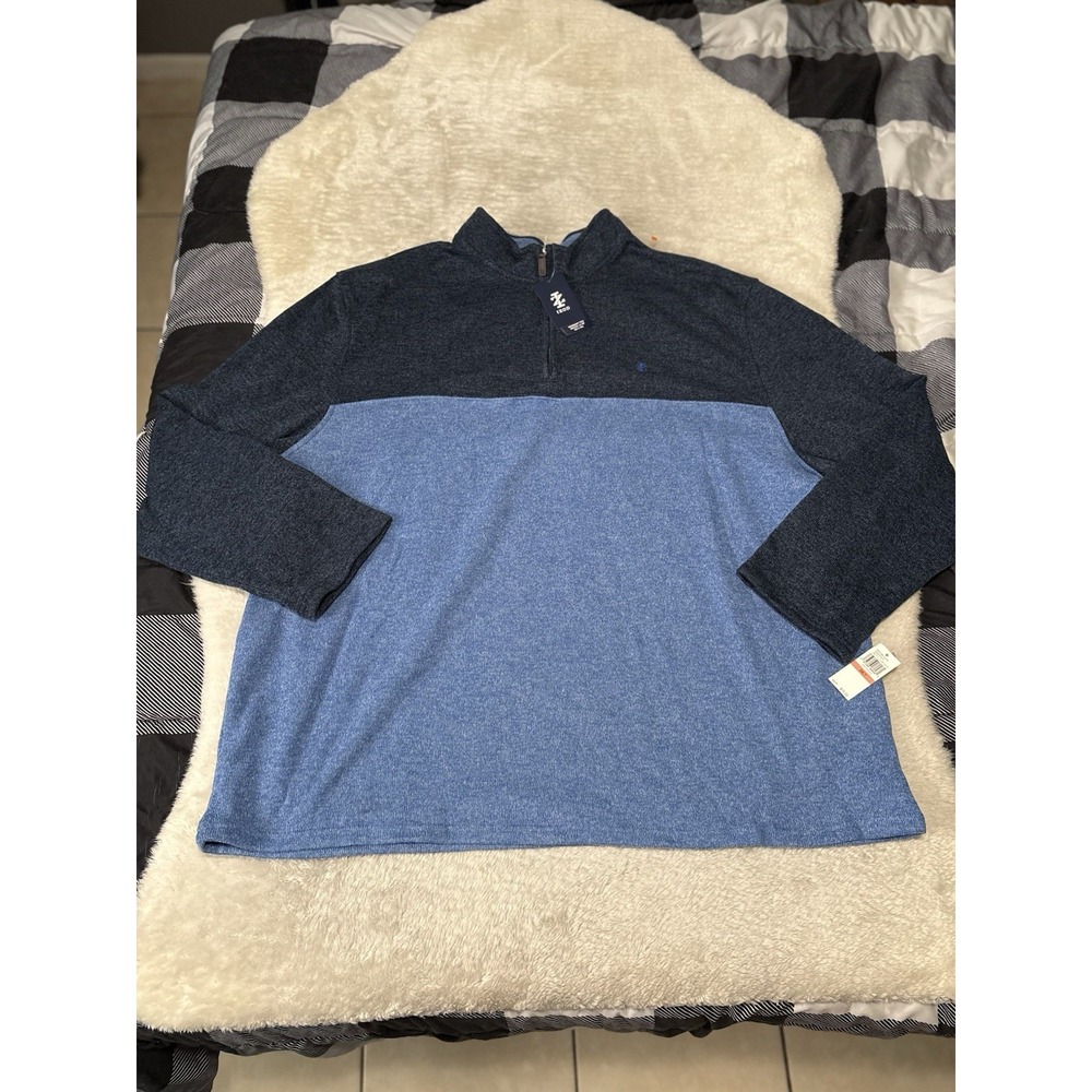 New IZOD Thermasoft Tech Sweater 1/4 Zip Blue Fleece Pullover Size 3XLT Tall‎